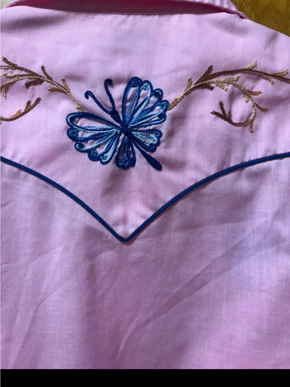 Vintage - H BAR C RANCHWEAR - Pearl Snap - Butterfly Embroidered Western Shirt - Picture 5 of 12